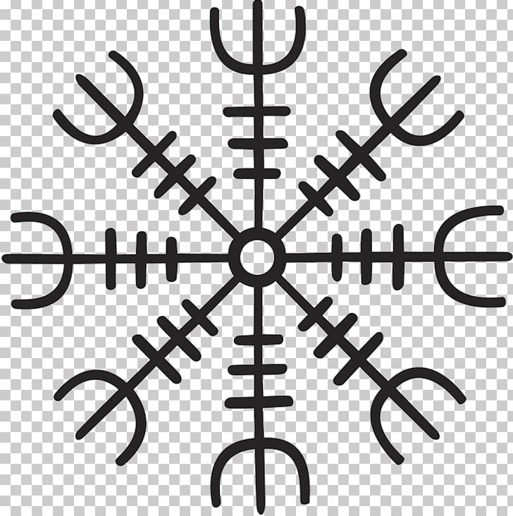 Helm Of Awe Icelandic Magical Staves Vegvísir Aegishjalmur PNG, Clipart, Aegishjalmur, Angle, Black And White, Diagram, Helm Of Awe Free PNG Download