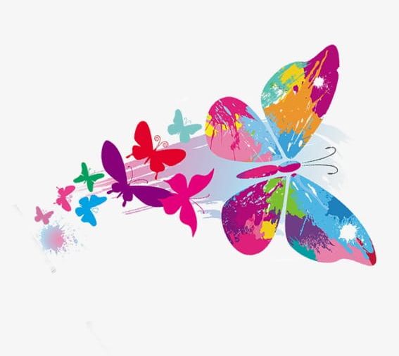 Painted Butterfly Group PNG, Clipart, Animals, Blue, Butterfly, Butterfly Clipart, Colored Free PNG Download