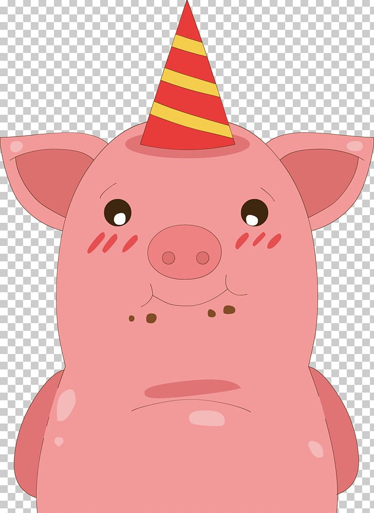 Domestic Pig Party Hat Snout Cartoon Illustration PNG, Clipart, Animal, Animals, Blush, Clip Art, Design Free PNG Download