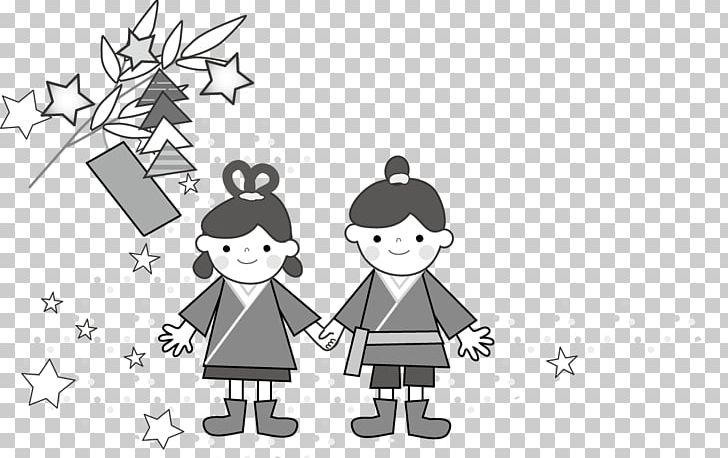 仙台七夕 Qixi Festival Tanabata Zhi Nu PNG, Clipart, Art, Black, Black And White, Cartoon, Drawing Free PNG Download