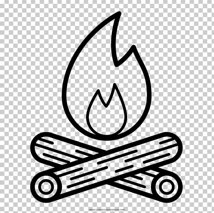 black and white campfire clipart