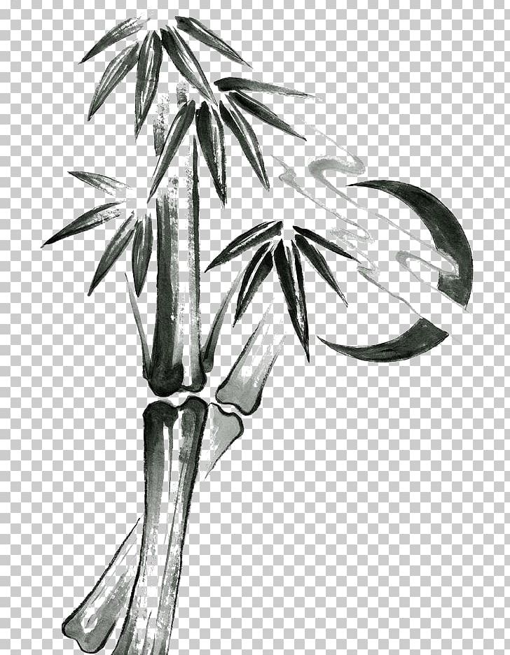 Bamboo Ink Wash Painting Black And White Ink Brush PNG, Clipart, Bamboo, Bamboo Border, Bamboo Frame, Bamboo Leaf, Bamboo Leaves Free PNG Download