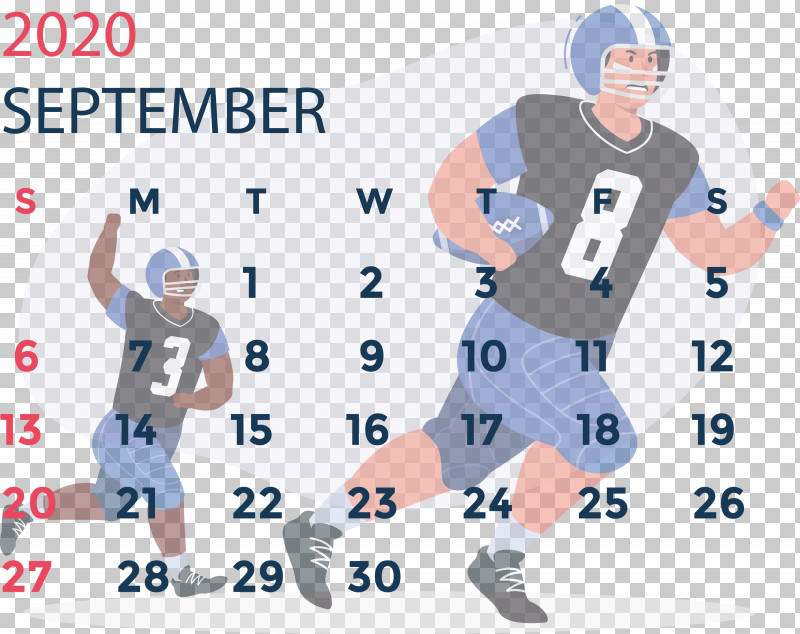 September 2020 Calendar September 2020 Printable Calendar PNG, Clipart, American Football, American Football Player, Ball, Competition, Goal Free PNG Download