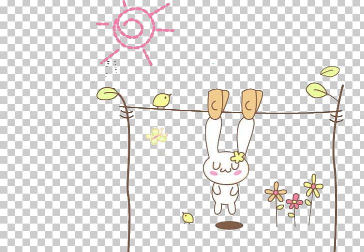 Cartoon Rabbit Cuteness Illustration PNG, Clipart, Animal, Animals, Branch, Clothes Hanger, Color Free PNG Download