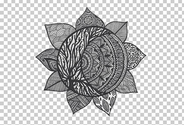 Mandala Tattoo Drawing Henna Mehndi PNG, Clipart, Art, Black And White, Circle, Doodle, Drawing Free PNG Download