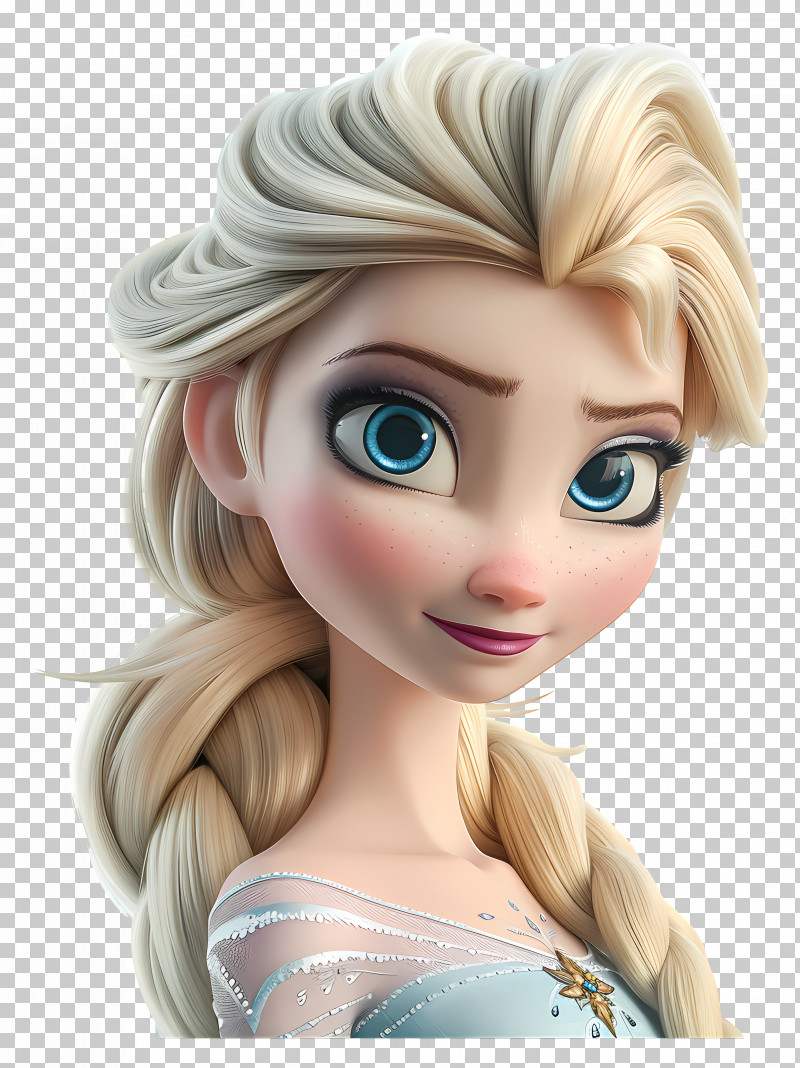Princess Elsa - Blonde Cartoon Character With Blue Eyes PNG