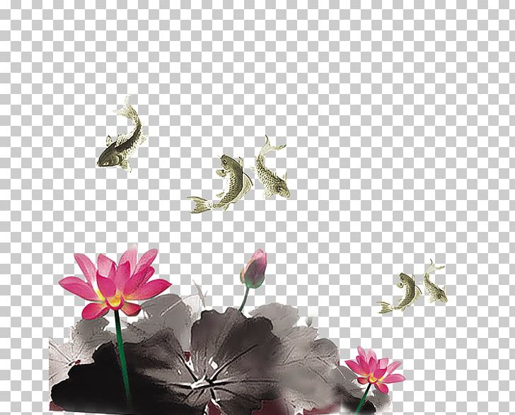 Ink Wash Painting Nelumbo Nucifera Chinese Painting PNG, Clipart, Blossom, Branch, Cartoon Pond, Chinoiserie, Download Free PNG Download