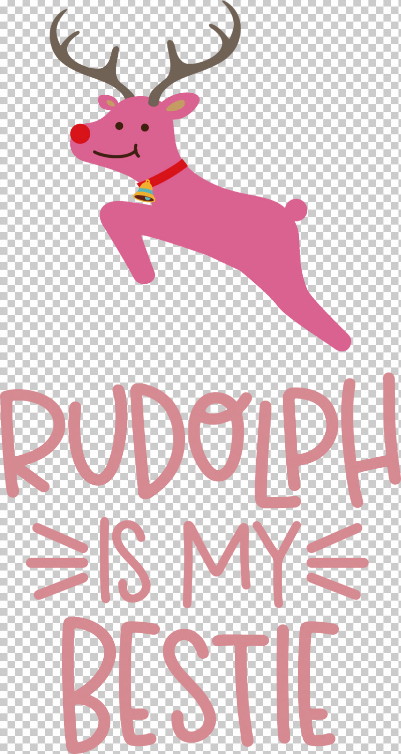 Rudolph Is My Bestie Rudolph Deer PNG, Clipart, Antler, Christmas, Deer, Line, Logo Free PNG Download