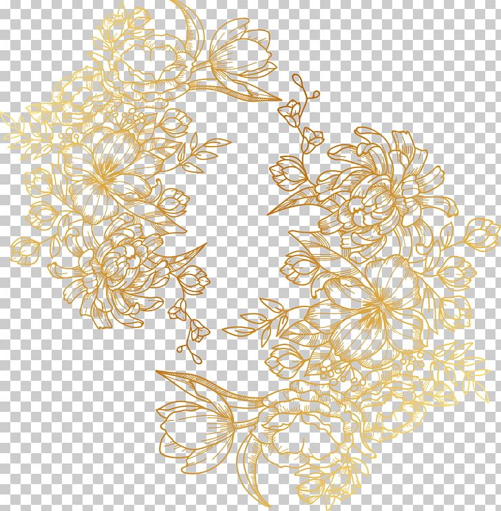 Painted Golden Flowers PNG, Clipart, Decoration, Decorative Patterns, Design, Encapsulated Postscript, Flower Free PNG Download