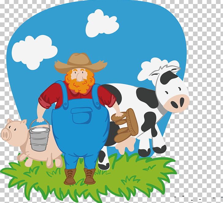 Cattle Farmer Cartoon PNG, Clipart, Agriculture, Animals, Art, Artificial Grass, Cattle Like Mammal Free PNG Download