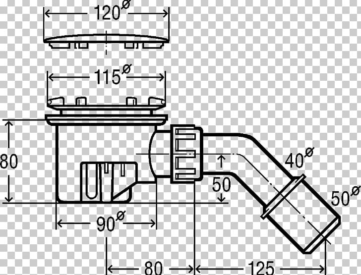 Trap Viega Drain Plumbing Fixtures Shower PNG, Clipart, Angle, Area, Black And White, Cossi, Diagram Free PNG Download