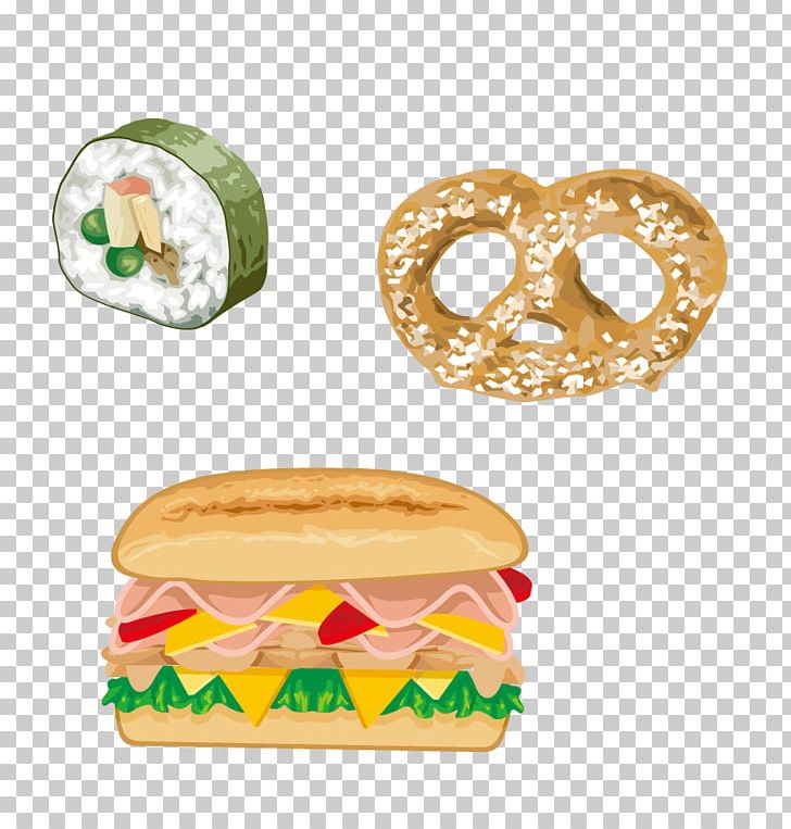 Hamburger Fast Food Junk Food French Fries European Cuisine PNG, Clipart, Cartooin Sushi, Cartoon Sushi, Cuisine, Cute Sushi, Dish Free PNG Download