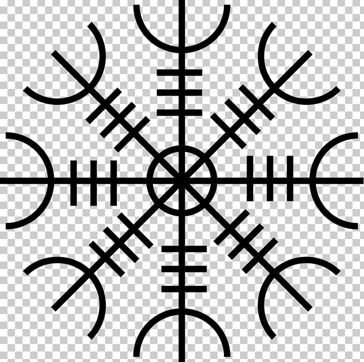 Helm Of Awe Icelandic Magical Staves Odin Aegishjalmur Symbol PNG, Clipart, Aegishjalmur, Angle, Black And White, Circle, Helm Of Awe Free PNG Download