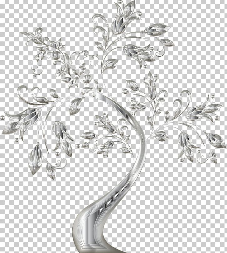 Tree Ornamental Plant Borders And Frames Flower PNG, Clipart, Black And White, Body Jewelry, Borders And Frames, Branch, Color Free PNG Download