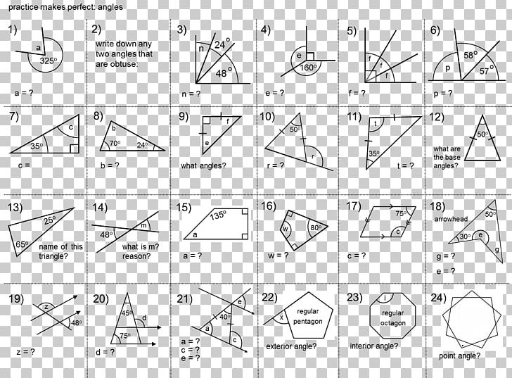 Angle Mathematics Worksheet Transversal Geometry PNG, Clipart, Algebra, Angle, Area, Circle, Diagram Free PNG Download