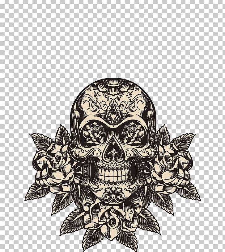 Calavera Day Of The Dead Skull Tattoo Illustration PNG, Clipart, Abstract, Abstract Pattern, Black, Bone, Bone Material Free PNG Download