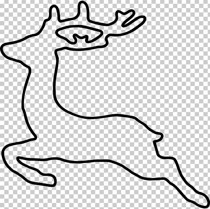 Reindeer White-tailed Deer Santa Claus PNG, Clipart, Antler, Area, Art, Black, Black And White Free PNG Download