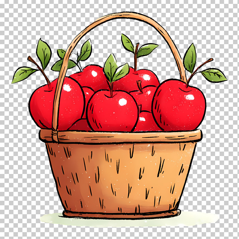 Apple Basket - Basket Of Red Apples PNG