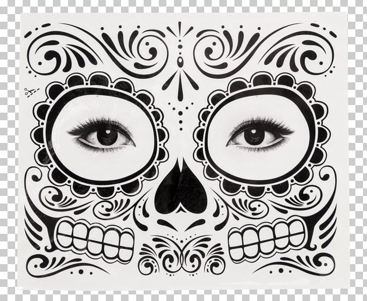 Abziehtattoo Day Of The Dead Calavera Face PNG, Clipart, Abziehtattoo, Black, Black And White, Body Art, Bone Free PNG Download