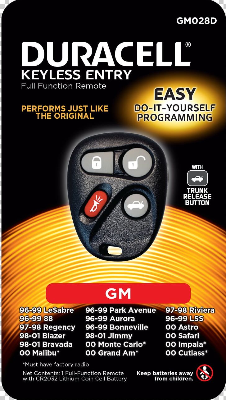 Remote Keyless System Car Chevrolet Duracell PNG, Clipart,  Free PNG Download