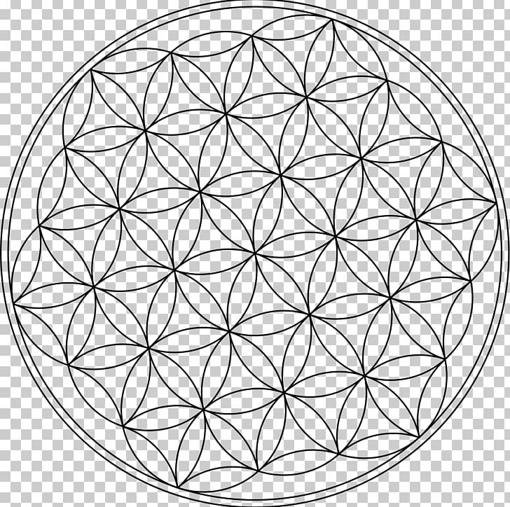 Overlapping Circles Grid Symbol Sacred Geometry PNG, Clipart, Area, Art, Black And White, Circle, Flower Free PNG Download