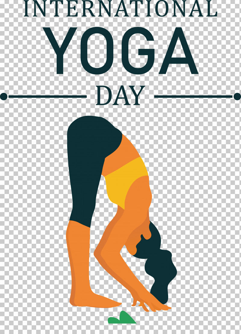 International yoga day special logo PNG image with a woman doing yoga. Yoga  day calligraphy and lotus flower silhouette on a transparent background.  13473735 PNG