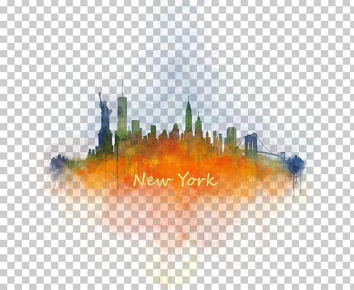 New York City Skyline Watercolor Painting Cityscape PNG, Clipart, Building, City, Cityscape, Computer Wallpaper, Creative Market Free PNG Download