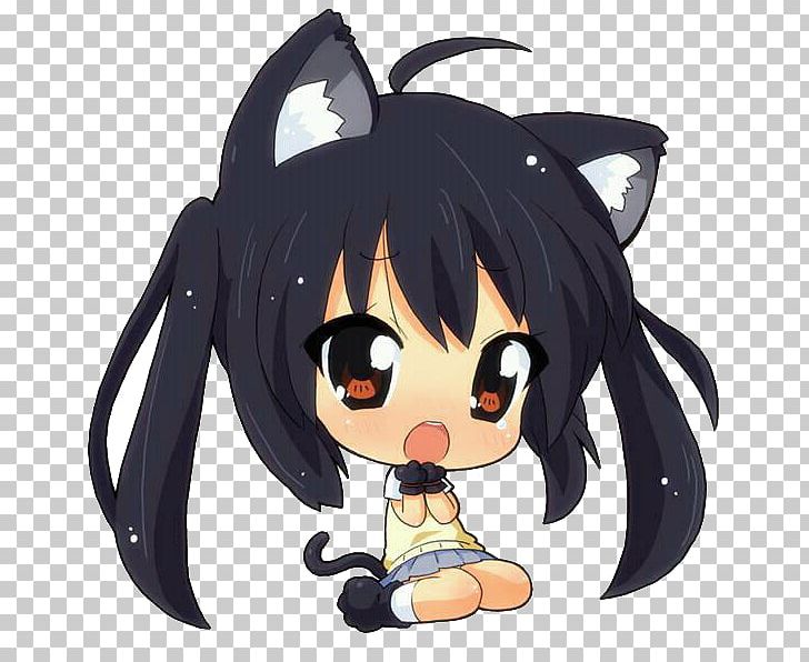 Chibi Anime Drawing Catgirl Haruhi Suzumiya PNG, Clipart, Anime, Art, Black, Black Hair, Brown Hair Free PNG Download