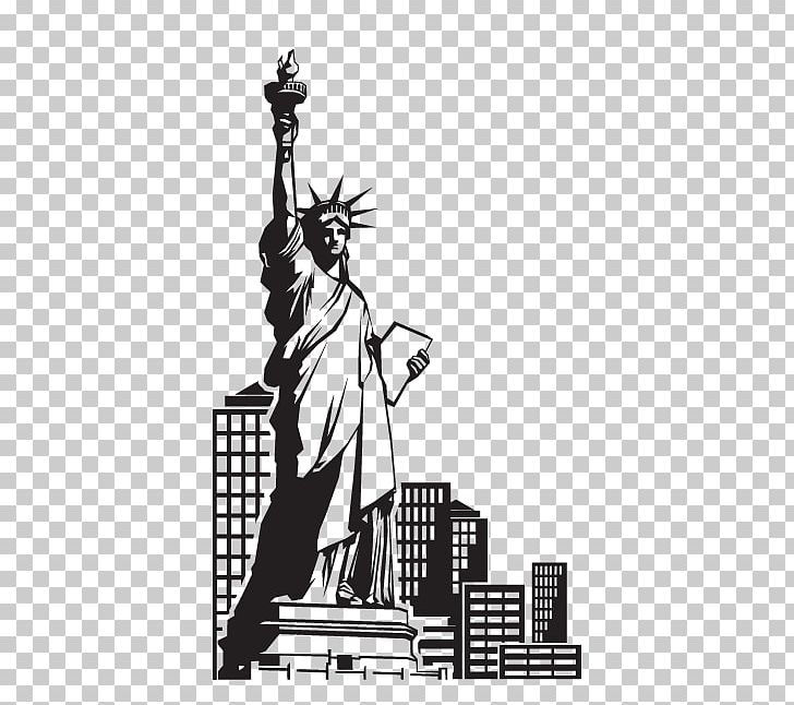 Statue Of Liberty Wall Decal PNG, Clipart, Art, Black And White, Cartoon, Decal, Fictional Character Free PNG Download
