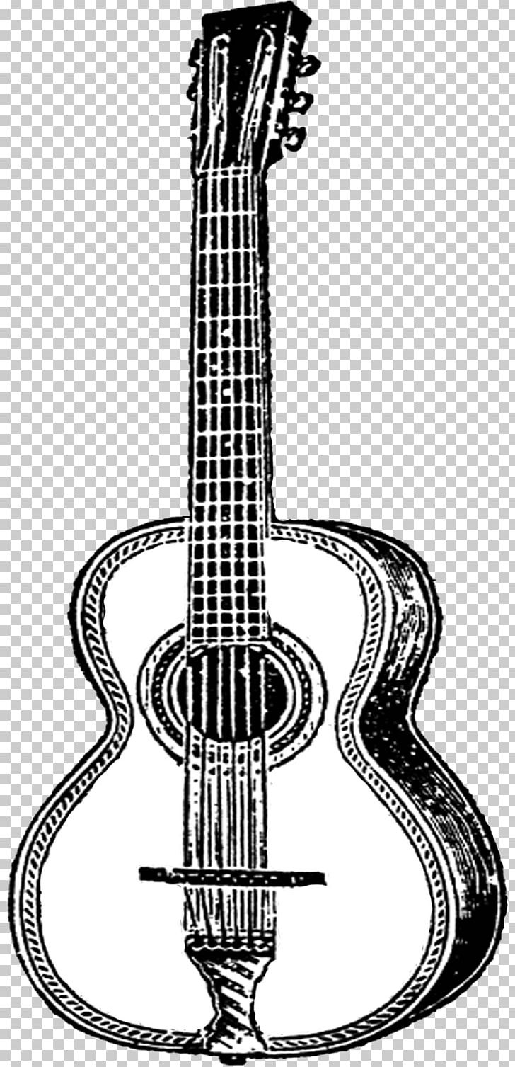 acoustic guitar black and white drawing
