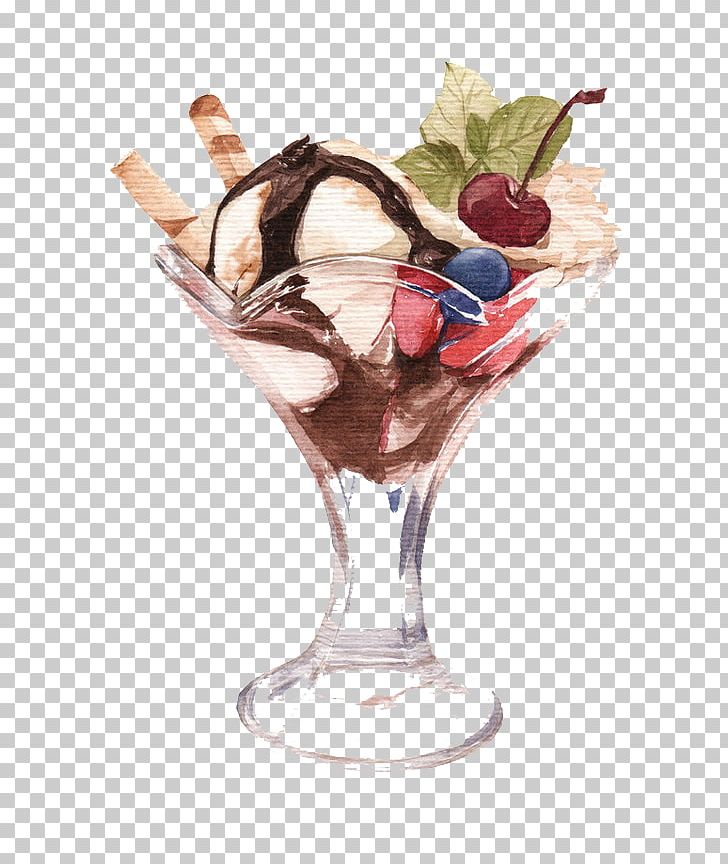 Ice Cream Parfait Tea Waffle Illustration PNG, Clipart, Chocolate Syrup, Cocktail Garnish, Cream, Dairy Product, Dame Blanche Free PNG Download