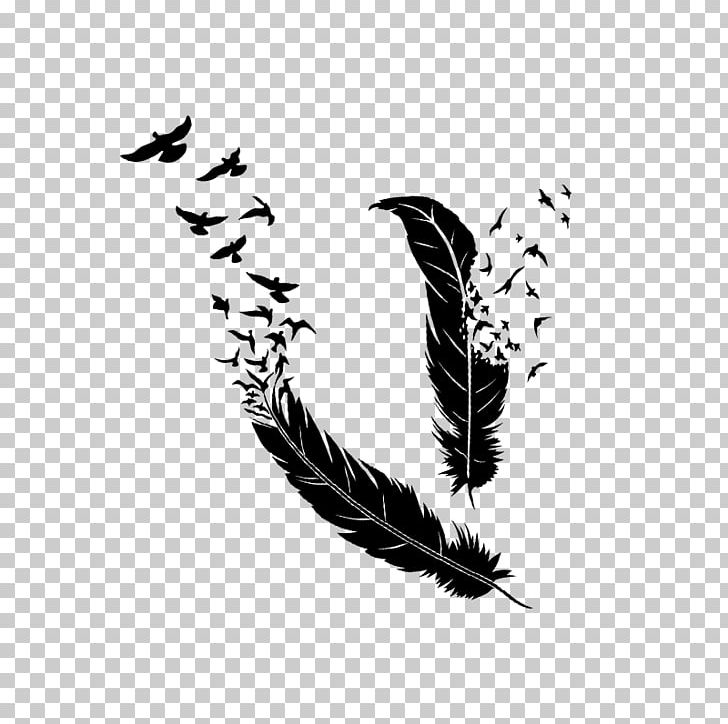 Bird Feather Sticker Paper PNG, Clipart, Animals, Beak, Bird, Black And White, Decal Free PNG Download