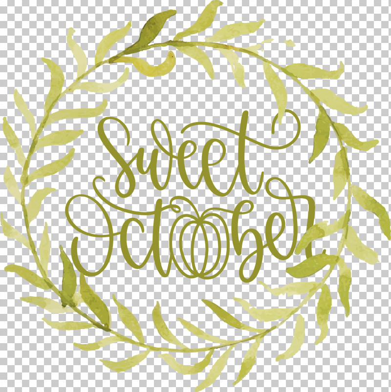 Sweet October October Fall PNG, Clipart, Autumn, Calligraphy, Drawing, Fall, Floral Design Free PNG Download