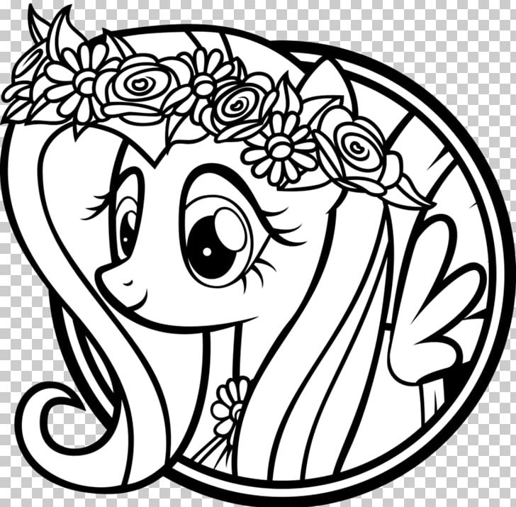 Pony Black And White Coloring Book Drawing Fluttershy PNG, Clipart, Art, Black And White, Character, Face, Fictional Character Free PNG Download