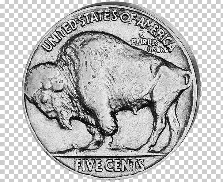 Coin Cattle Fauna Mammal PNG, Clipart, American Buffalo, Black And White, Cattle, Cattle Like Mammal, Coin Free PNG Download