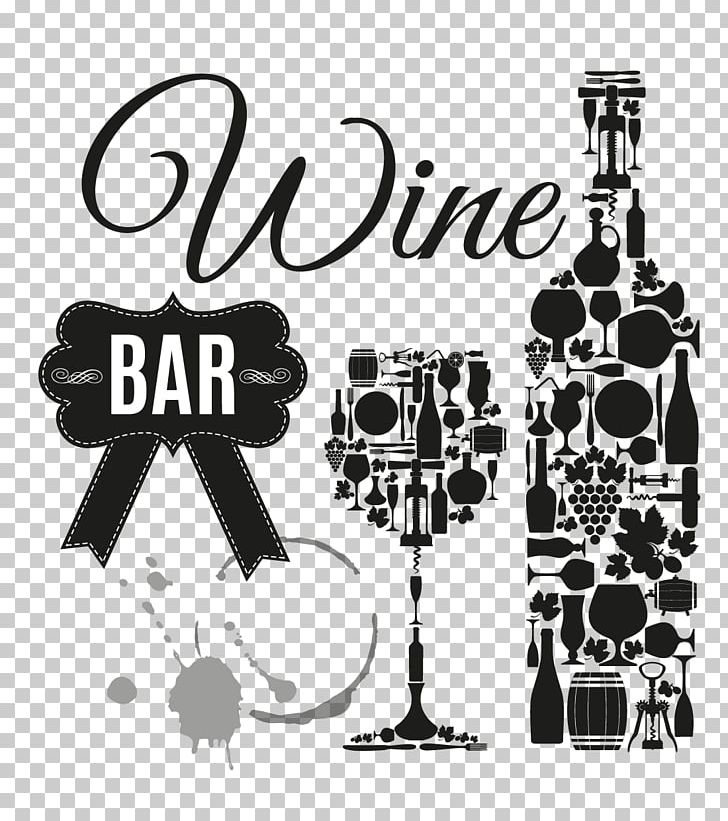 Wine Bar Cocktail PNG, Clipart, Black And White, Bottle, Bottle Vector, Creative Background, Creative Bottle Free PNG Download