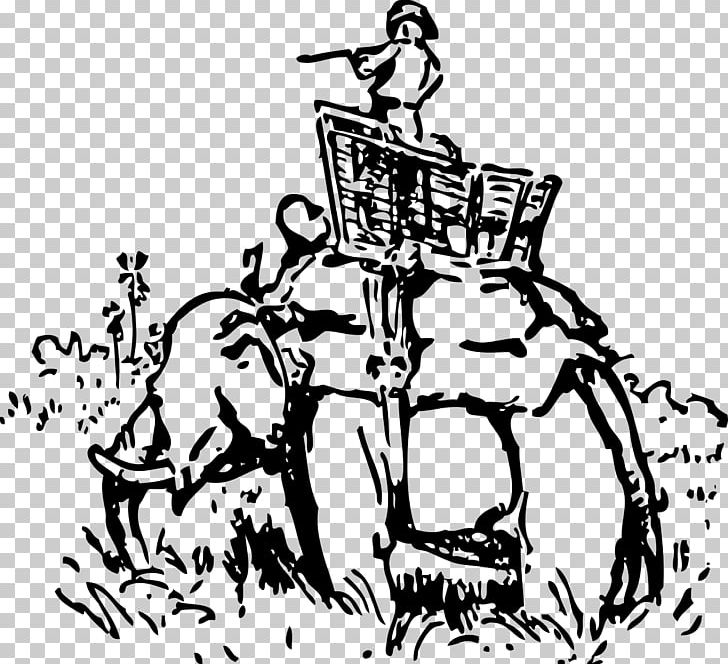 Elephantidae Hunting PNG, Clipart, Art, Artwork, Black And White, Boar Hunting, Cartoon Free PNG Download