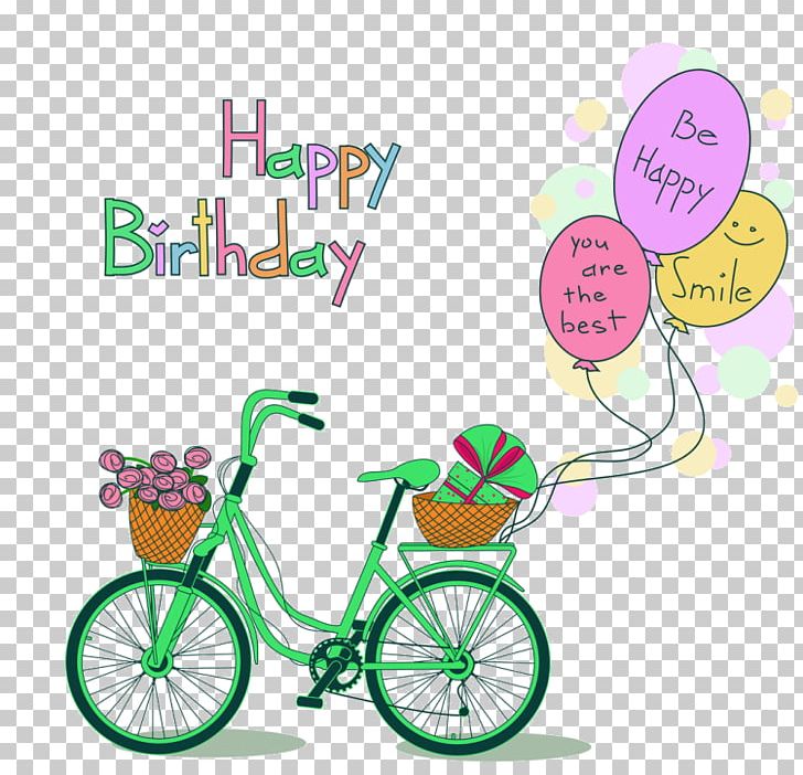 Birthday Illustration Greeting & Note Cards Bicycle PNG, Clipart, Area, Artwork, Balloon, Bicycle, Bicycle Accessory Free PNG Download