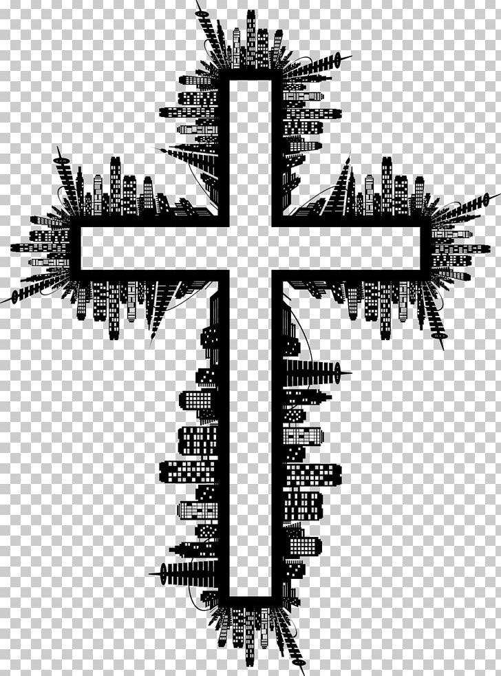 T-shirt Christian Cross PNG, Clipart, Art, Black And White, Christian Cross, City Skyline, Clothing Free PNG Download