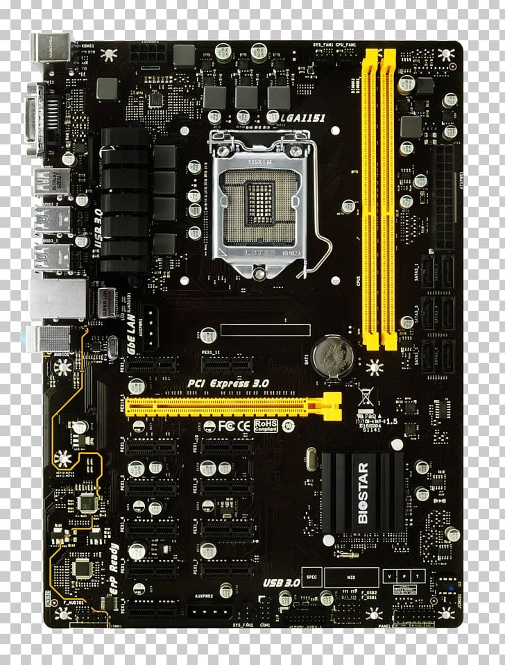 Intel Biostar TB250-BTC LGA 1151 Motherboard PNG, Clipart, Computer, Computer Accessory, Computer Hardware, Electronic Device, Electronics Free PNG Download