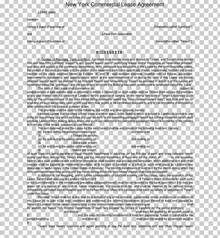 New York City Lease Rental Agreement Contract Form PNG, Clipart, Apartment, Area, Business, Commercial Property, Contract Free PNG Download
