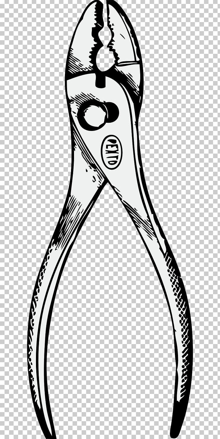Needle-nose Pliers Slip Joint Pliers Diagonal Pliers Tool PNG, Clipart, Black And White, Diagonal Pliers, Line, Line Art, Locking Pliers Free PNG Download