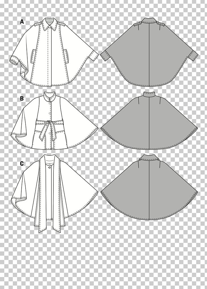 Hoodie Burda Style Cape Sewing Pattern PNG, Clipart, Angle, Belt, Black And White, Burda Style, Cape Free PNG Download