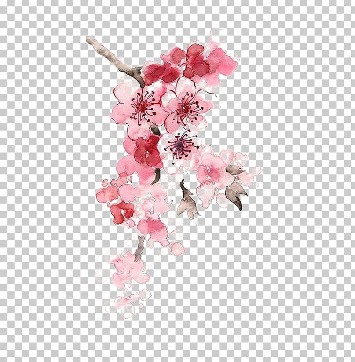 Cherry Blossom Watercolor Painting Chinese Painting PNG, Clipart, Artificial Flower, Blossom, Branch, Canvas Print, Deductible Free PNG Download