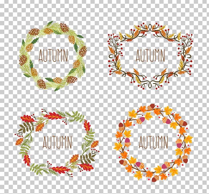 Watercolor Flowers And Garlands Material PNG, Clipart, Autumn, Autumn Leaf Color, Circle, Clip Art, Crown Free PNG Download