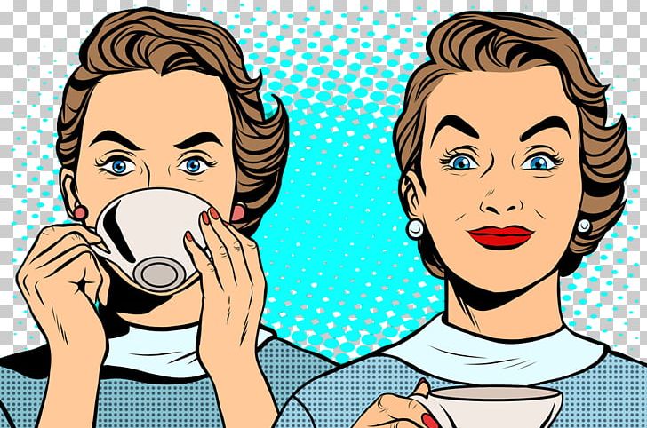 Coffee Tea Cafe Pop Art PNG, Clipart, Business Woman, Cafe, Cartoon, Cartoon Characters, Cheek Free PNG Download