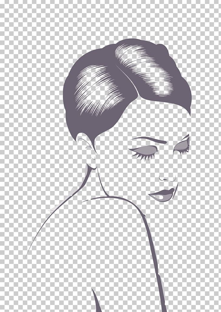 Black And White Drawing Woman Illustration PNG, Clipart, Black Hair, Business Woman, Cartoon, Cartoon Beauty, Comics Free PNG Download