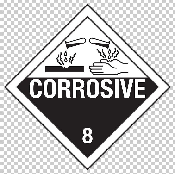 HAZMAT Class 8 Corrosive Substances Dangerous Goods Placard UN Number PNG, Clipart, Angle, Area, Black And White, Brand, Combustibility And Flammability Free PNG Download