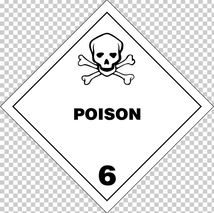 Placard Dangerous Goods Toxicity HAZMAT Class 6 Toxic And Infectious Substances Label PNG, Clipart, Angle, Area, Black, Black And White, Chemical Substance Free PNG Download