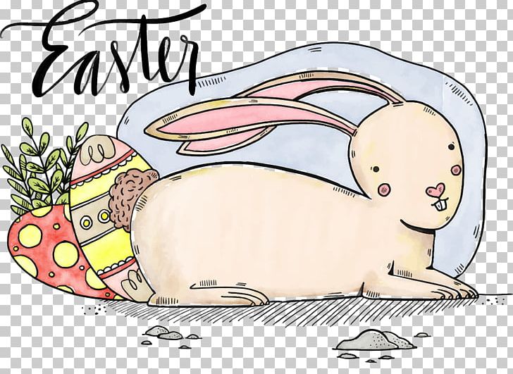Domestic Rabbit Easter Bunny Watercolor Painting PNG, Clipart, Beautiful Vector, Cartoon, Fauna, Fictional Character, Flower Free PNG Download